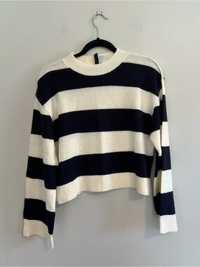 NEW divided h&m small Striped Navy and White Cropped Knit Sweater